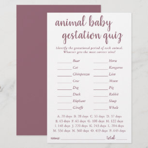 Simple Animal Baby   Mauve Pink Gestational Game
