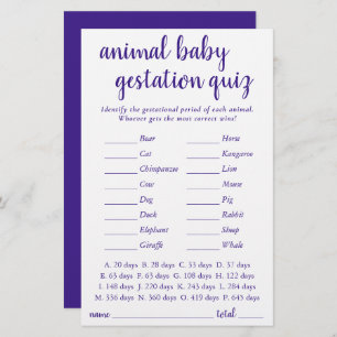 Simple Animal Baby   Royal Purple Gestational Game