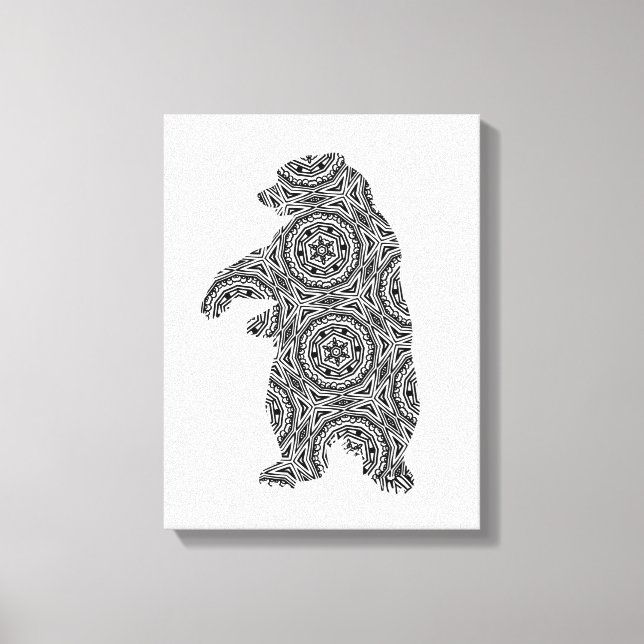 Simple Animal Bear Geometric Colouring Art Canvas Print (Front)