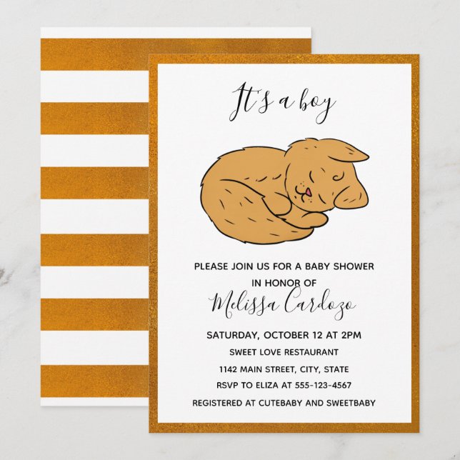 Simple Animal Cartoon Baby Shower Invitation (Front/Back)