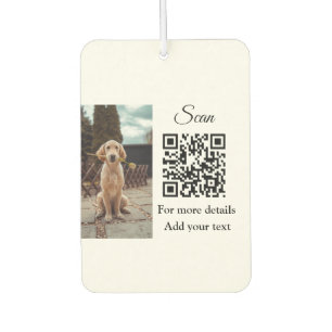 Simple animal name details QR code add text photo  Car Air Freshener