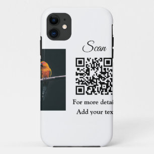Simple animal name details QR code add text photo iPhone 11 Case