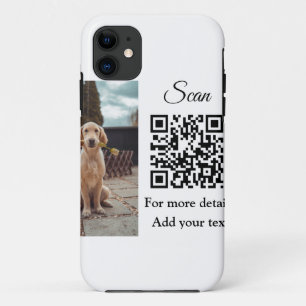 Simple animal name details QR code add text photo iPhone 11 Case