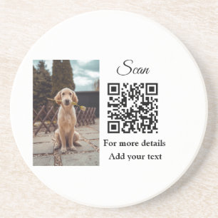 Simple animal name details QR code add text photo Coaster