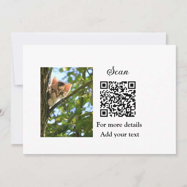 Simple animal name details QR code add text photo  Invitation (Front)