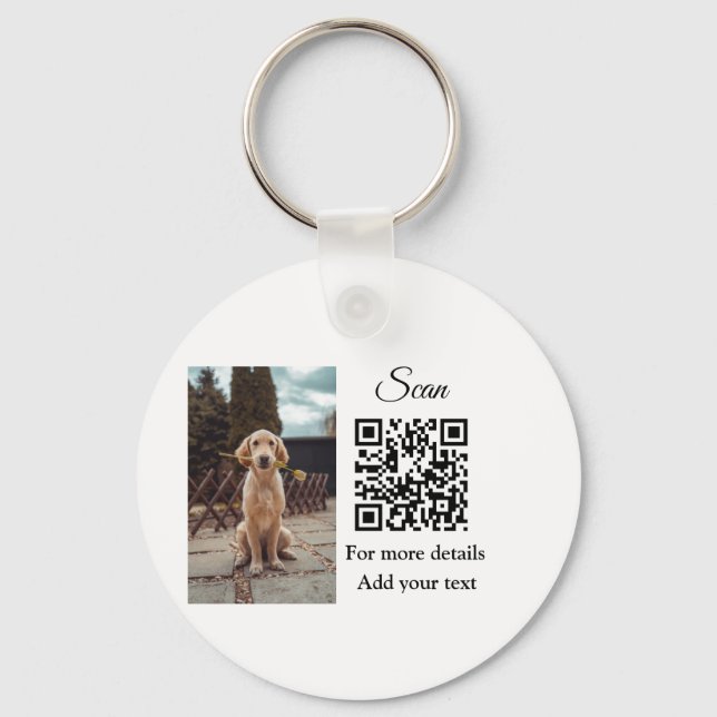 Simple animal name details QR code add text photo  Key Ring (Front)