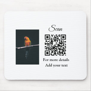 Simple animal name details QR code add text photo Mouse Mat