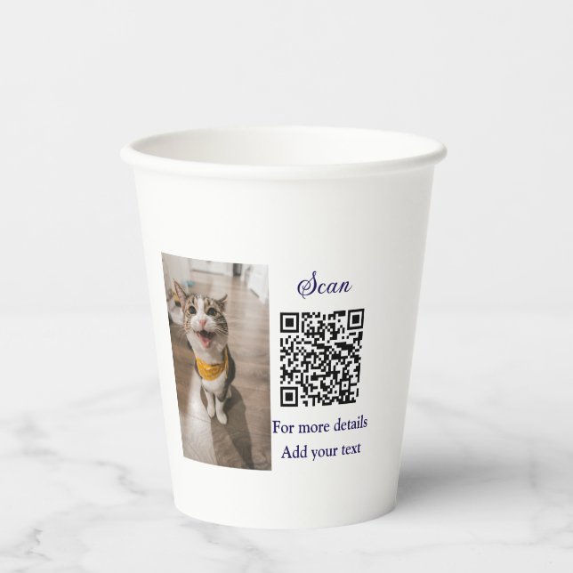 Simple animal name details QR code add text photo  Paper Cups (Front)