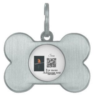 Simple animal name details QR code add text photo Pet ID Tag