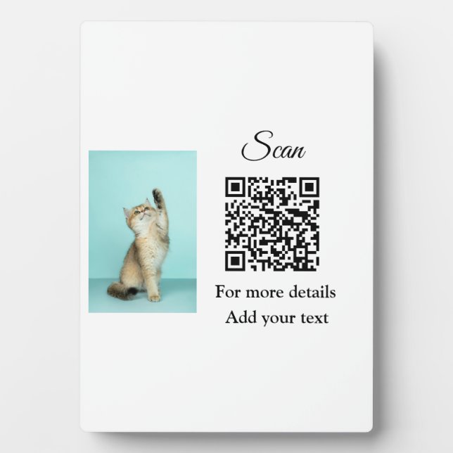 Simple animal name details QR code add text photo  Plaque (Front)