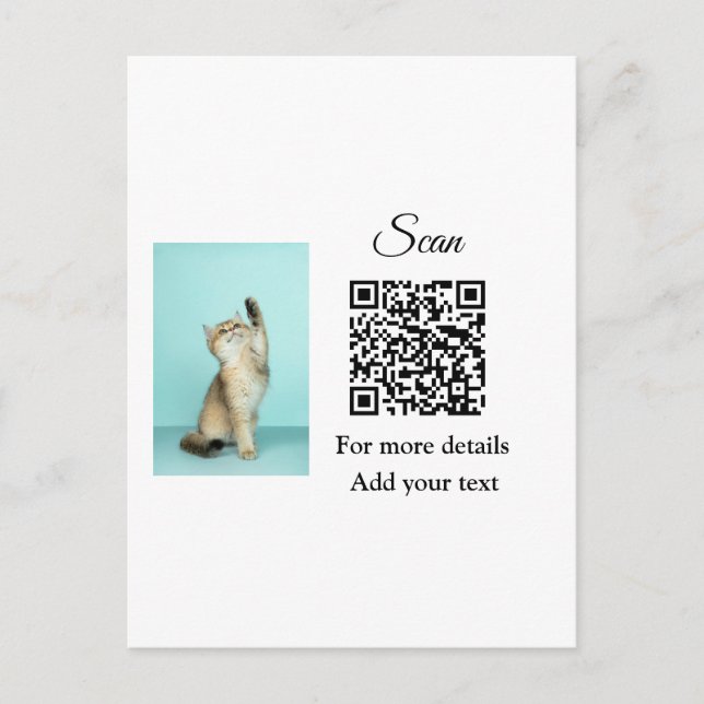 Simple animal name details QR code add text photo  Postcard (Front)