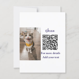 Simple animal name details QR code add text photo  Postcard