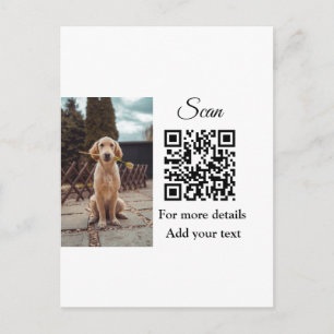 Simple animal name details QR code add text photo Postcard