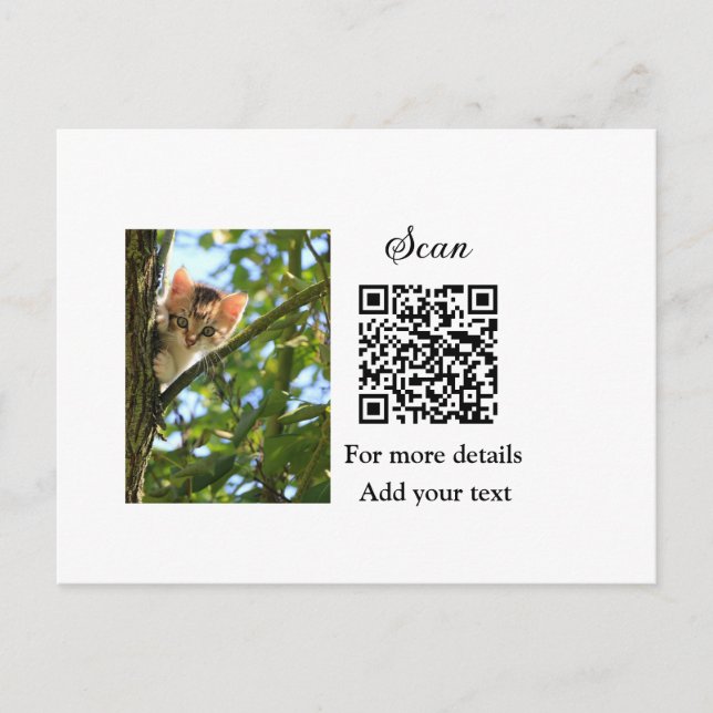 Simple animal name details QR code add text photo  Postcard (Front)