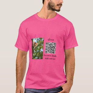 Simple animal name details QR code add text photo  T-Shirt