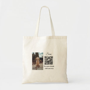 Simple animal name details QR code add text photo Tote Bag
