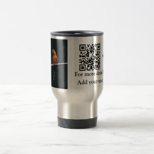 Simple animal name details QR code add text photo Travel Mug
