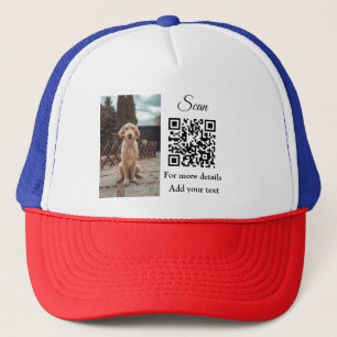 Simple animal name details QR code add text photo Trucker Hat