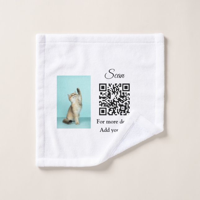 Simple animal name details QR code add text photo  Wash Cloth (Wash Cloth)