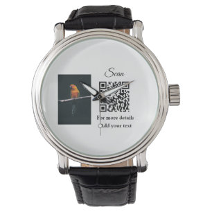Simple animal name details QR code add text photo Watch