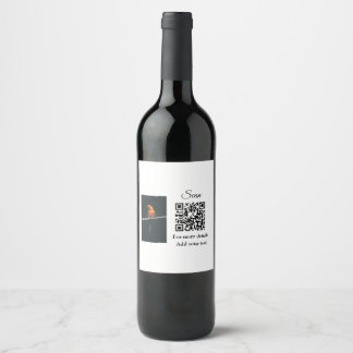 Simple animal name details QR code add text photo  Wine Label