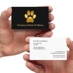 Simple Animal Paw Silhouette Business Cards