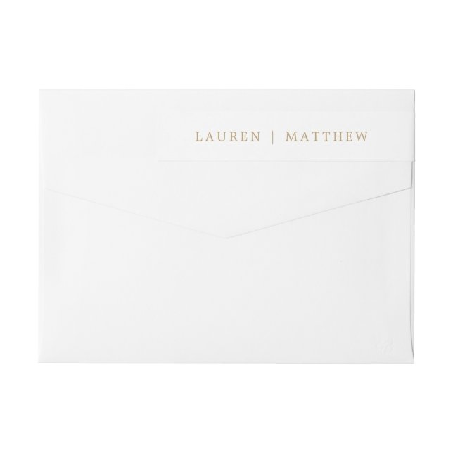 Simple Antique Gold Elegant Wedding Return Address Wrap Around Label (Back)