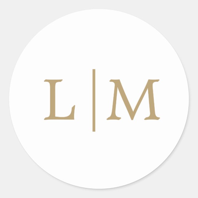 Simple Antique Gold Monogram Elegant Wedding Classic Round Sticker (Front)