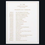 Simple Antique Gold Monogram Wedding Timeline<br><div class="desc">Simple Wedding Timeline featuring a modern yet elegant design with your two letter monogram at the top and your details surrounded by a thin border. All text is in faux gold over a white background and may be changed to any colours you wish by clicking the "customise" button. A chic...</div>