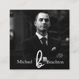 *~* Simple AP31 Photo Professional QR Minimal Square Business Card