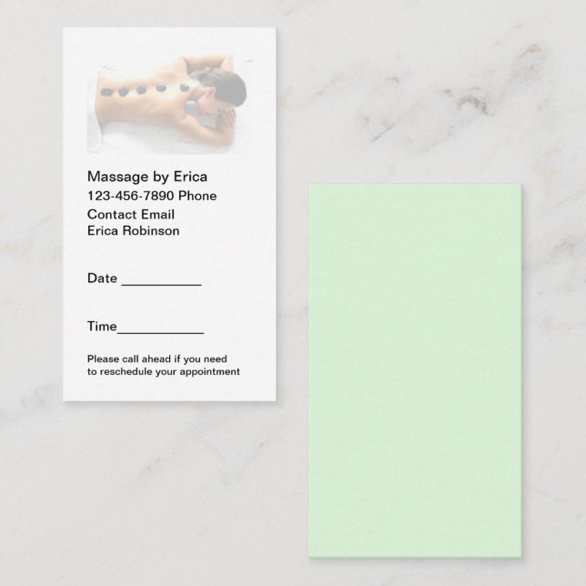 Simple Appointment Cards For A Massage Therapist (Front/Back)