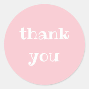 Simple Appreciation Pink & White Thank You Round Classic Round Sticker