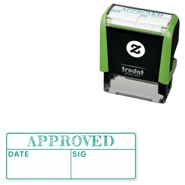 Simple Approved Date Signature Initials Custom Self-inking Stamp (In Situ)