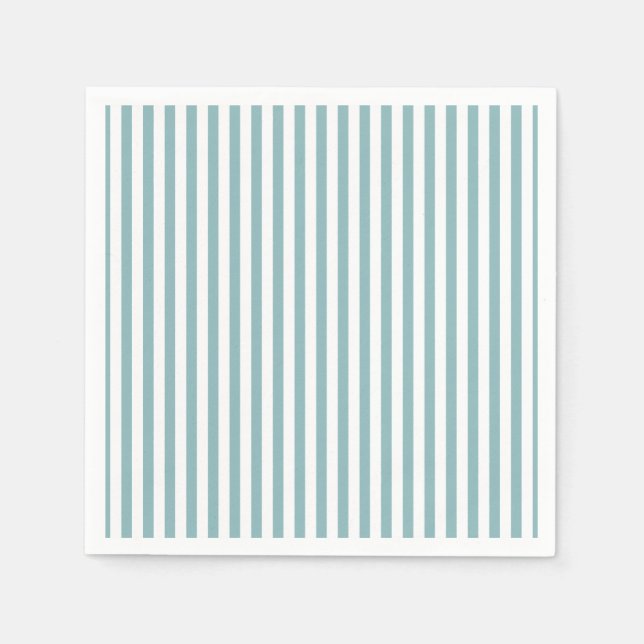 Simple Aqua and White Striped Pattern Napkin (Front)