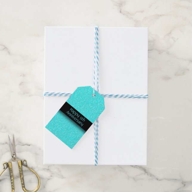 Simple Aqua Blue Anniversary Gift Tags (With Twine)