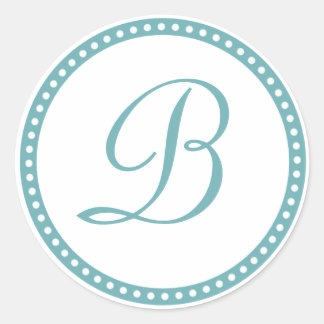 Simple Aqua Blue Dot Monogram Initial Sticker