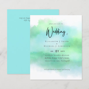 Simple Aqua Blue Fade Green Modern Budget Wedding
