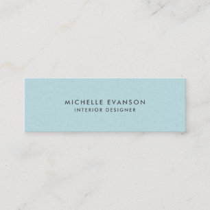 Simple Aqua Blue Linen Professional Mini Business Card