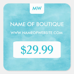 Simple Aqua Chic Boutique Monogram Price Tags