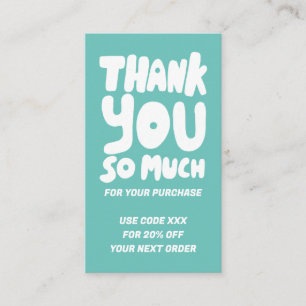 Simple Aqua Curves Order Thank You Social QR Code Business Card