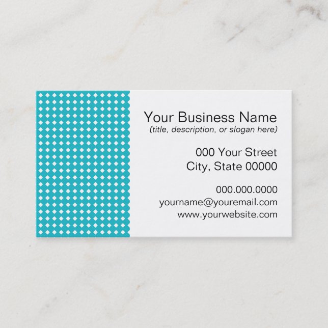 Simple Aqua White Geometric Pattern - Diamonds Business Card (Front)