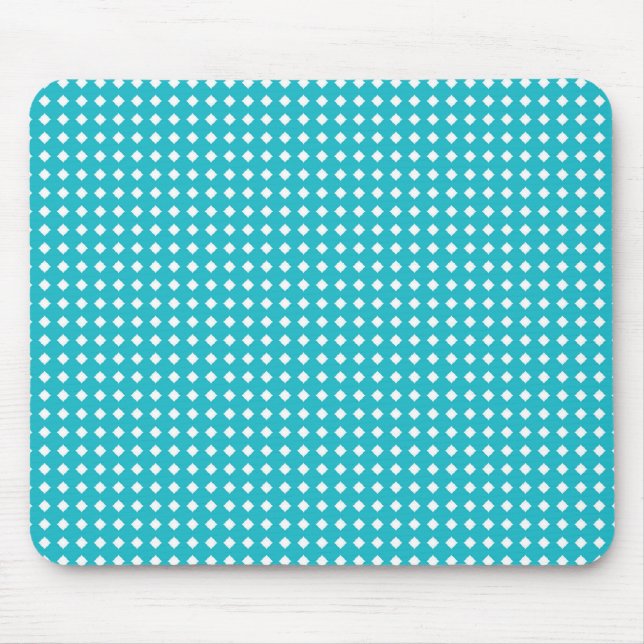 Simple Aqua White Geometric Pattern - Diamonds Mouse Mat (Front)