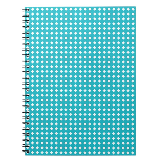 Simple Aqua White Geometric Pattern - Diamonds Notebook (Front)