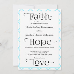 Simple Aquamarine Contemporary Christian Wedding Invitation