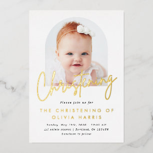 Simple Arc One Photo Christening Baptism Gold