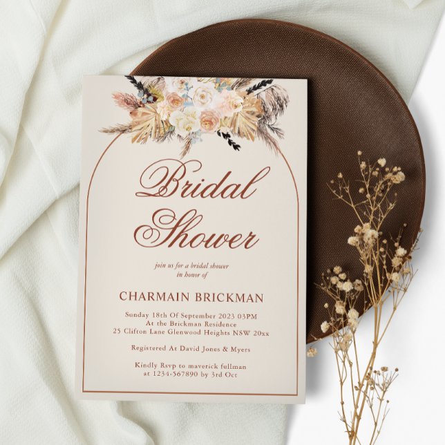 Simple Arch Bohemian Minimalist Bridal Shower Invitation (Creator Uploaded)