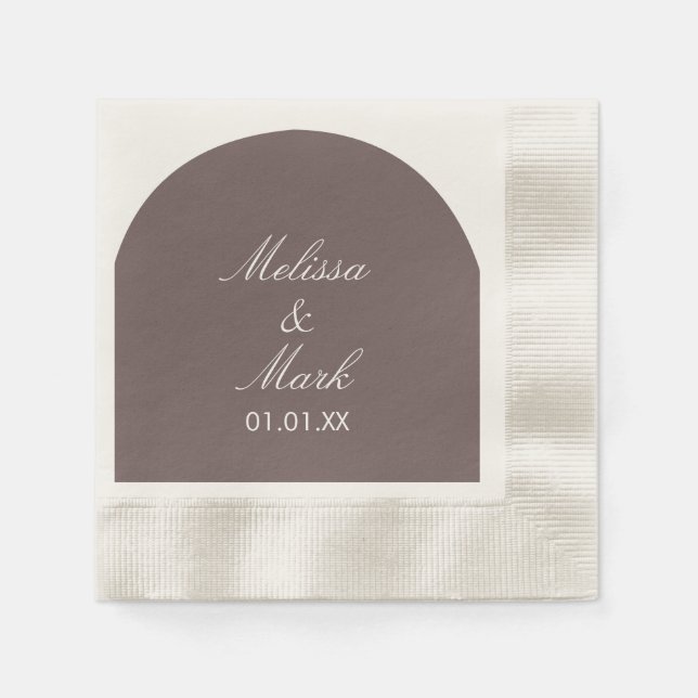 Simple Arch Brown Shape Monogram Napkin (Front)