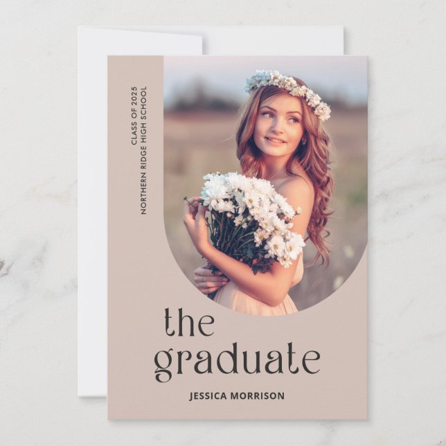 Simple Arch Dusty Rose Photo Graduation Party Invitation (Front)
