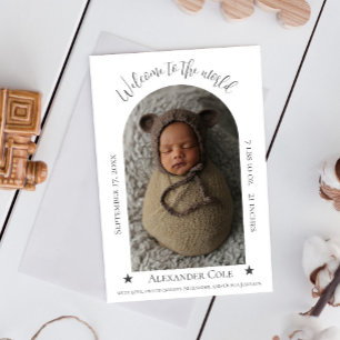 Simple Arch Frame Photo Birth Announcement