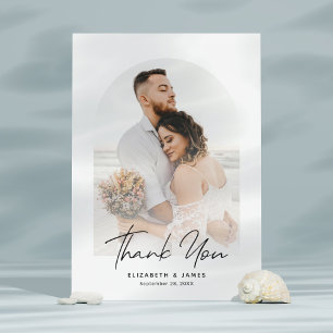 Simple Arch Frame Photo Wedding Thank You Card